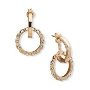 NWT Anne Klein pave scalloped circle drop earrings
